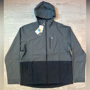 Men's Hooded Two-Tone Rain Jacket - Gray/Black